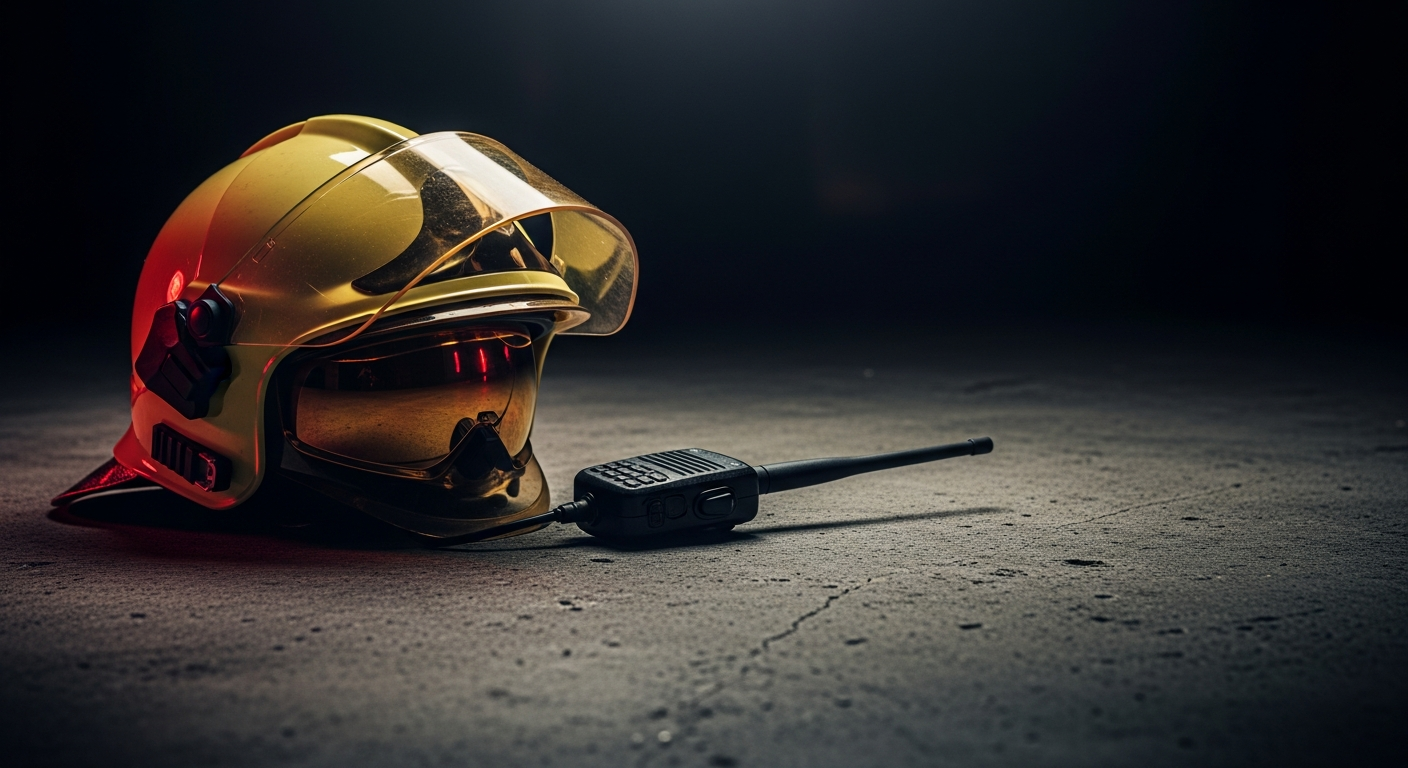 Fire department radio handset and helmet